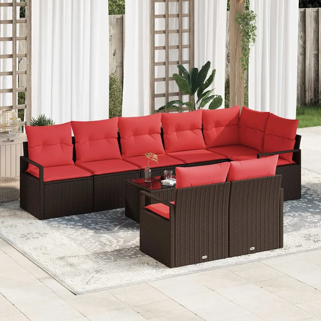 Set di divani 9 pcs Marrone polyrattan