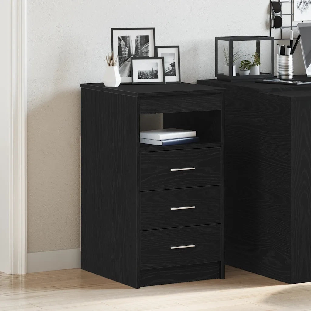 Cassettiera Rovere Nero 40x50x76 cm in Legno Multistrato