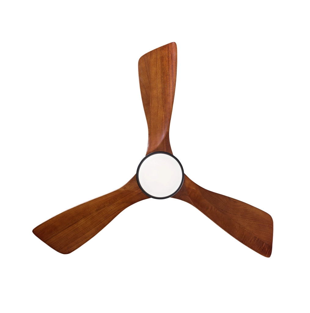 Ventilatore da soffitto con luce 42 pollici; motore DC reversibile; nero e noce scuro