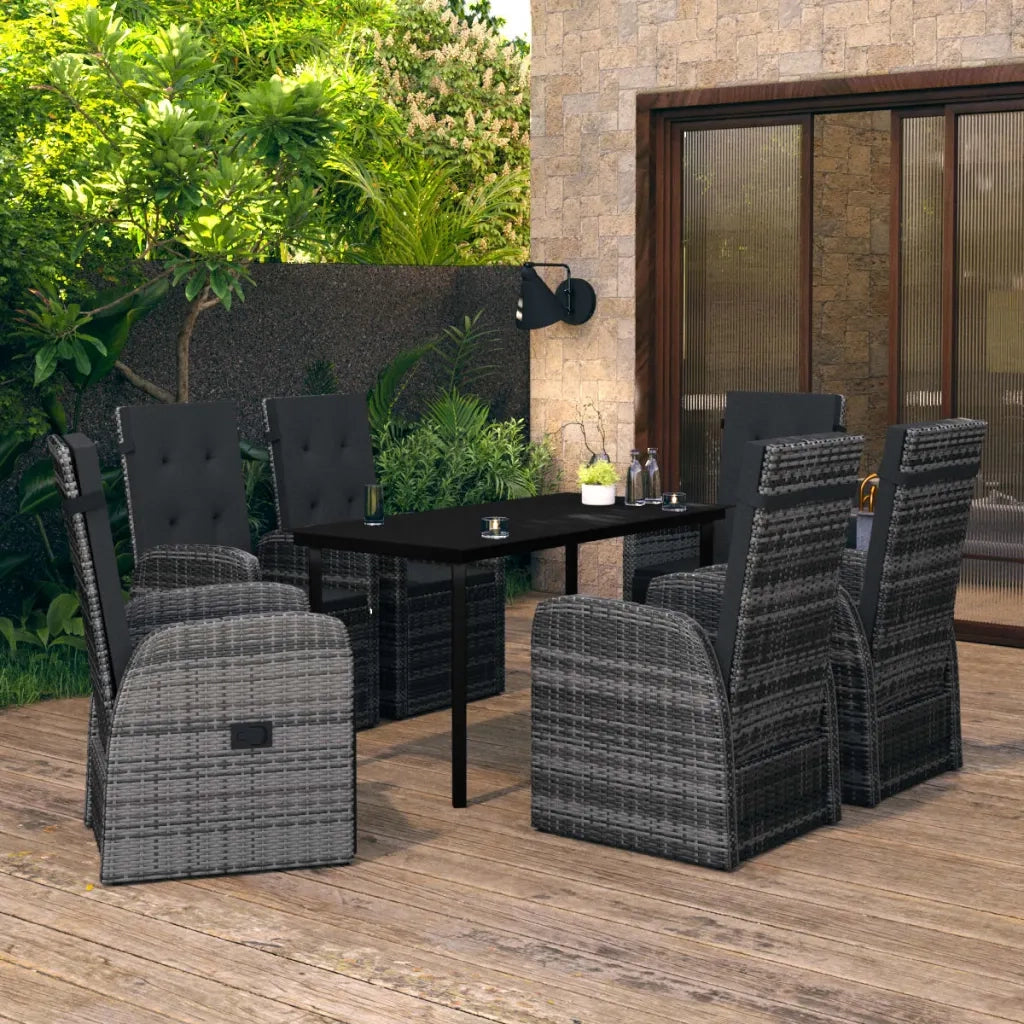 Set Mobili da Pranzo per Giardino 7 pz con Cuscini Grigio cod mxl 50891