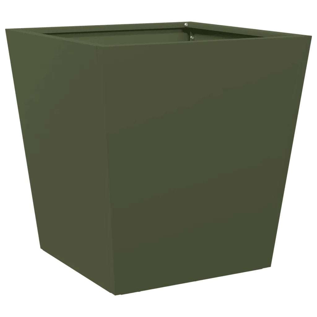 Fioriera da Giardino Verde Oliva 40x40x40 cm in Acciaio 851058
