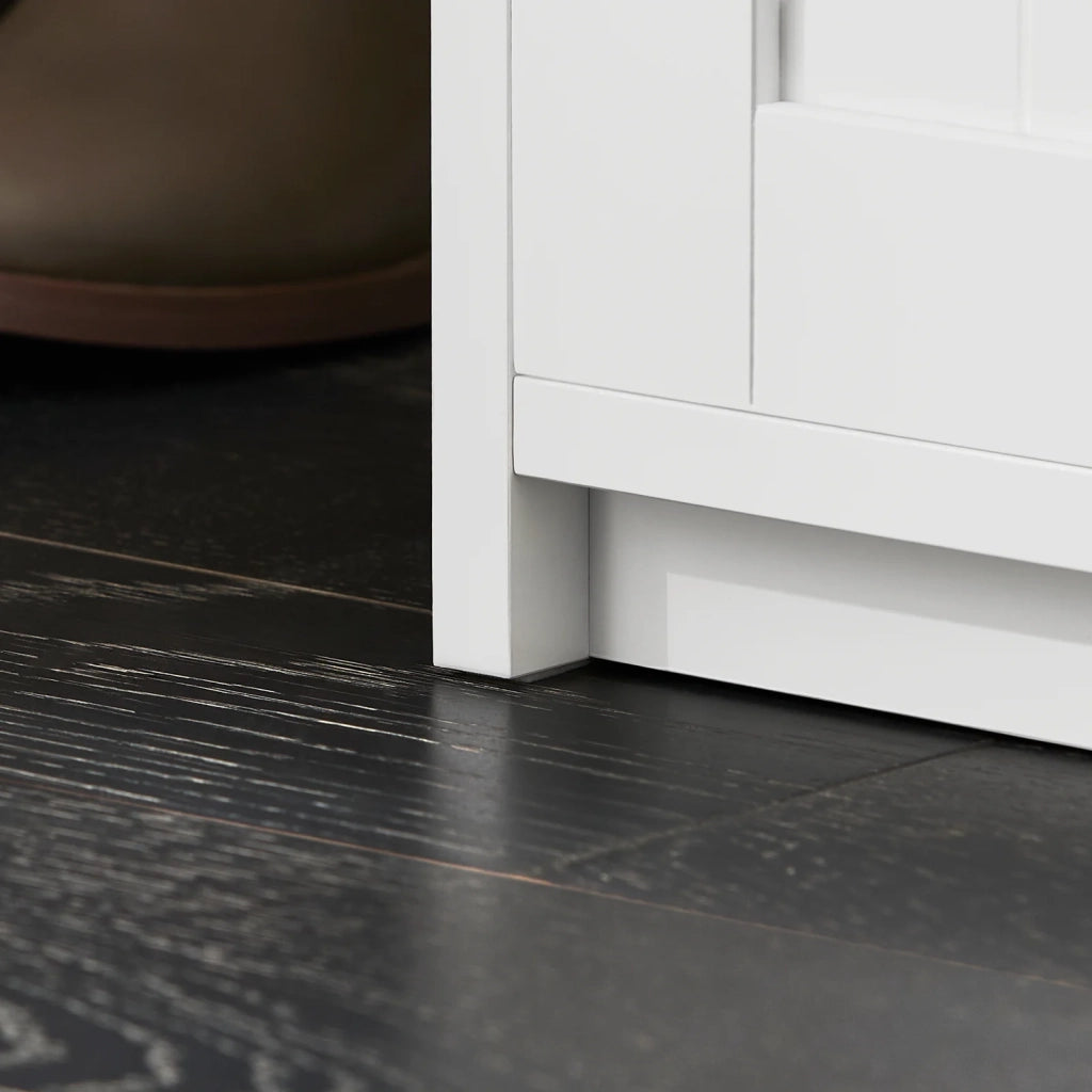 Scarpiera con seduta Panca con vano contenitore scarpiera con ante scorrevoli Bianco 90x35x46cm FSR133-K-W