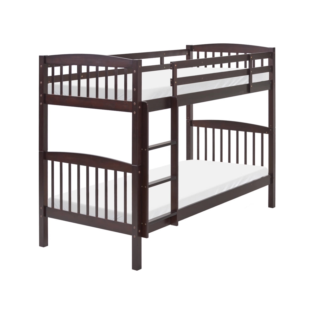 Letto a castello letto doppio con cassetti portaoggetti in legno di pino scuro 90 x 200 per bambini cameretta