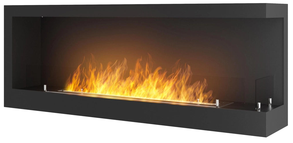 Camino a Bioetanolo da Incasso 120x45 cm Corner 1200 Right Destro Nero con Vetro