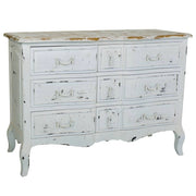 Cassettiera in legno laccato bianco 120x51x84h