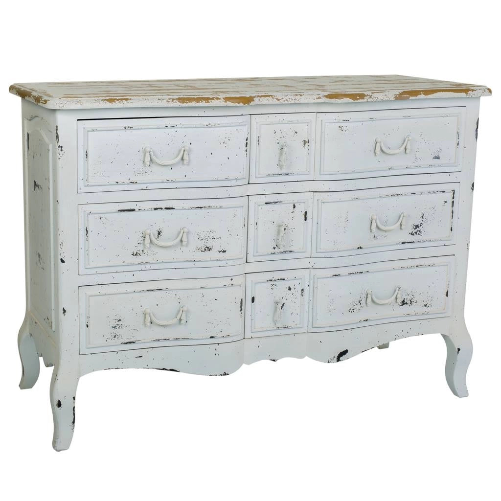 Cassettiera in legno laccato bianco 120x51x84h