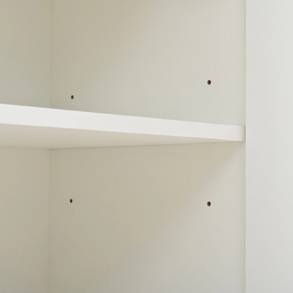 Armadio ingresso multifunzione 85 x 33;5 x 200 cm in truciolare bianco con ante in vetro temperato