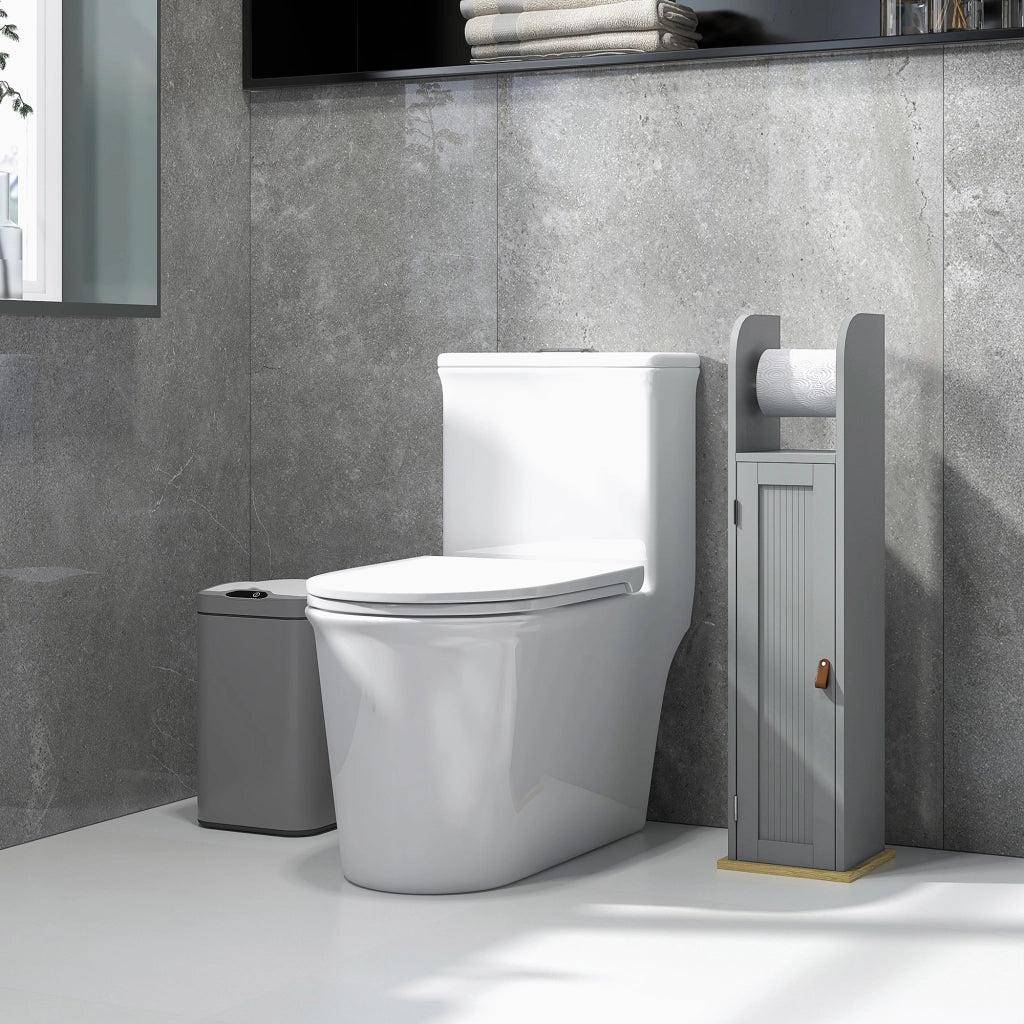 Mobile da bagno con ripiani regolabili e porta rotoli ¨C zephmum ¨C grigio 20x20x80 cm