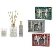 Trade Shop - Set Diffusore Fragranza 100ml Con 6 Bastoncini Candela Profumata Spray Ambiente Natalizio -