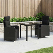 Set da Pranzo per Giardino 3 pz Nero 3422472