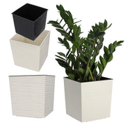 Vaso da fiori KADAX, 30 cm, color crema, con coperchio in plastica e inserto.