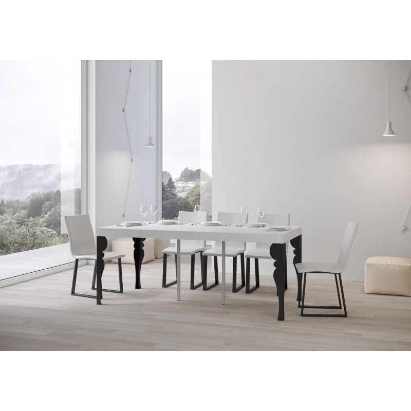 Consolle allungabile 90x40/300 cm Paxon Premium telaio Antracite - Bianco Frassino