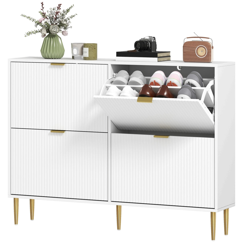 Scarpiera con cassetti e ripiani regolabili ¨C zephmum ¨C bianco 105x24x91,5 cm