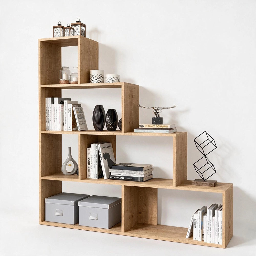 Libreria a scala Alis 145x145 cm. colore rovere