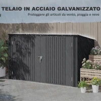 Copribidoni in Acciaio per 3 Cassonetti da 240L con 2 Porte e Coperchio, 233x105x118.5/133 cm, Grigio Scuro