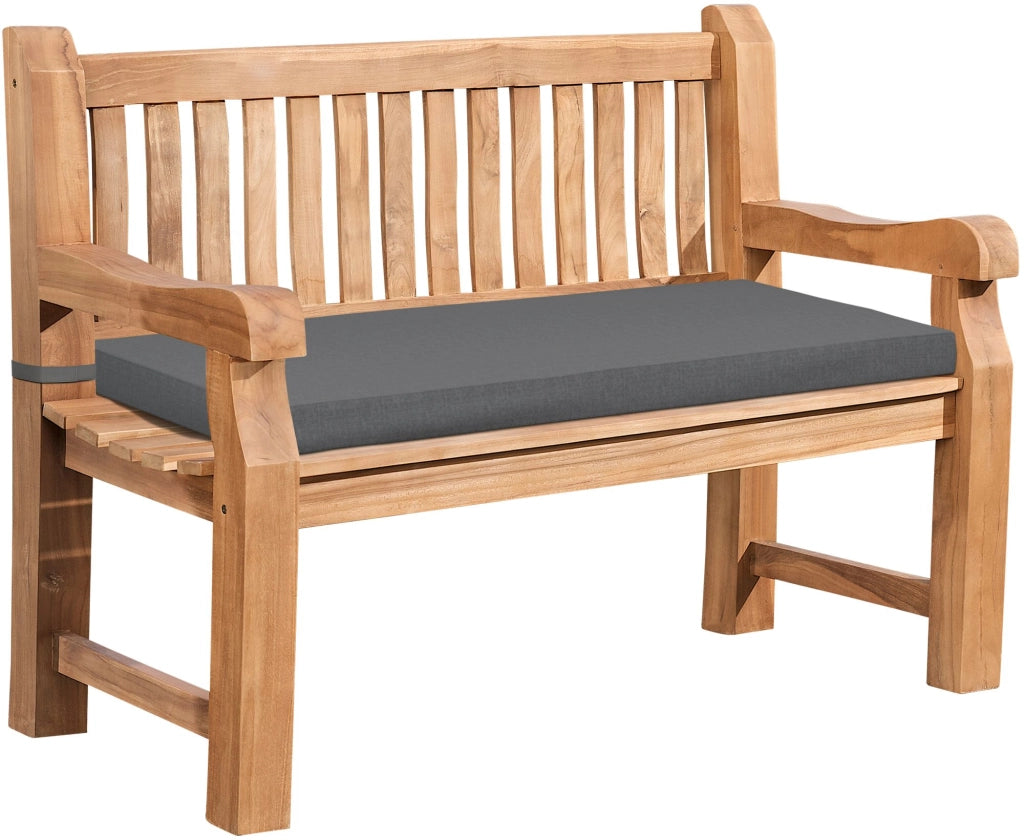 Panchina da Giardino in Teak Jackson con Cuscino grigio scuro,106x48x8 cm