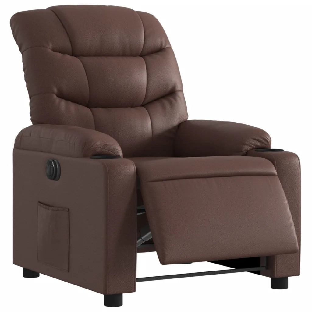 Poltrona Reclinabile Elettrica Marrone in Similpelle 3206587