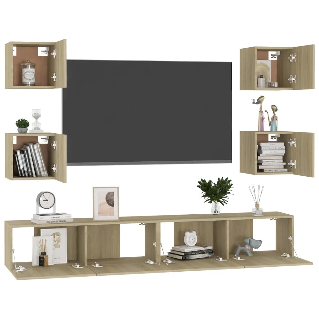 Set di Mobili TV 6 pz-Set di 6 Credenza per TV Rovere Sonoma in Legno Multistrato 233683
