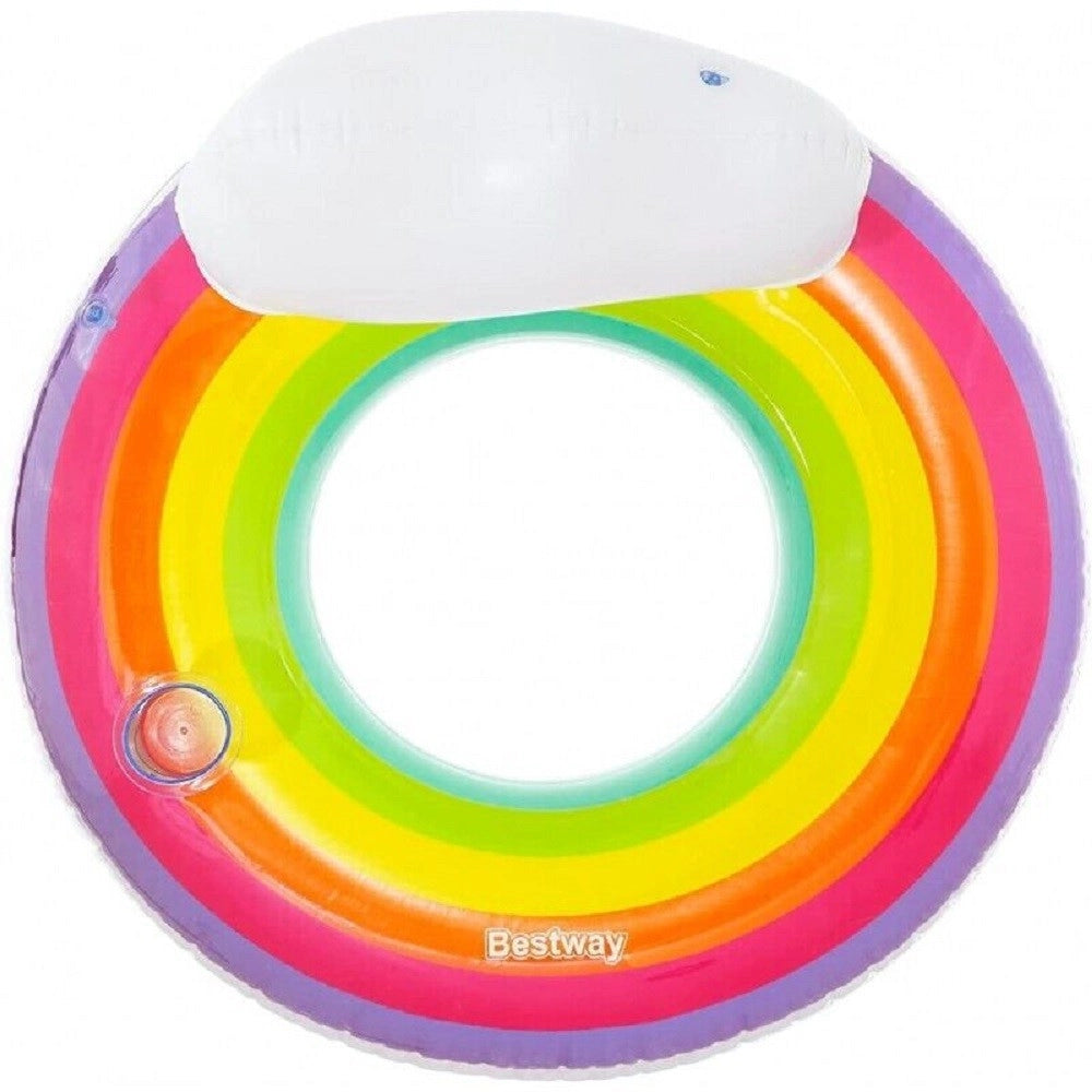 Trade Shop - Poltrona Gonfiabile Con Schienale Portabicchiere Fashion Rainbow Dream 107cm 43647 -