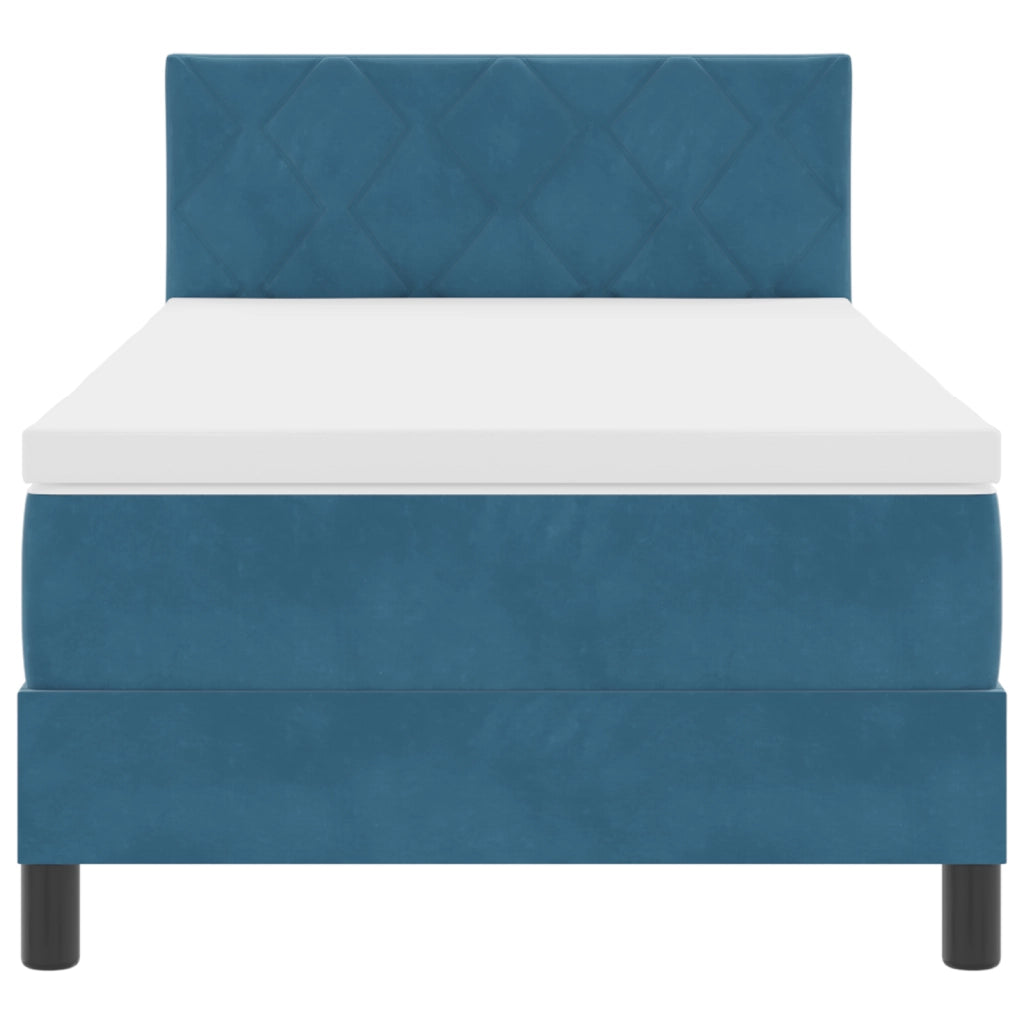 Letto a box spring con materasso & LED Blu scuro 90x190 cm Velluto