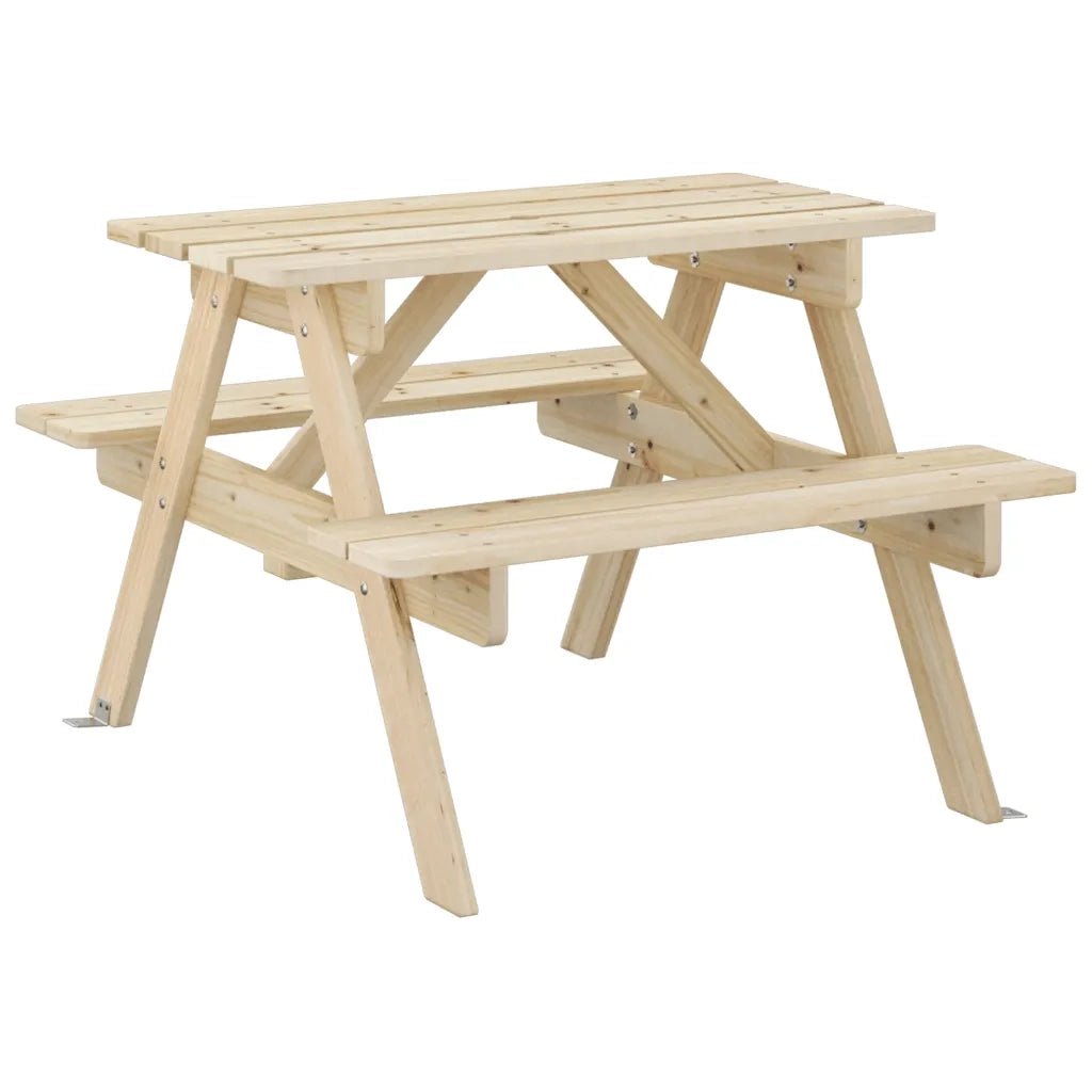Tavolino da Giardino | Tavolo da Picnic per 4 Bambini con Foro Ombrellone Legno Abete