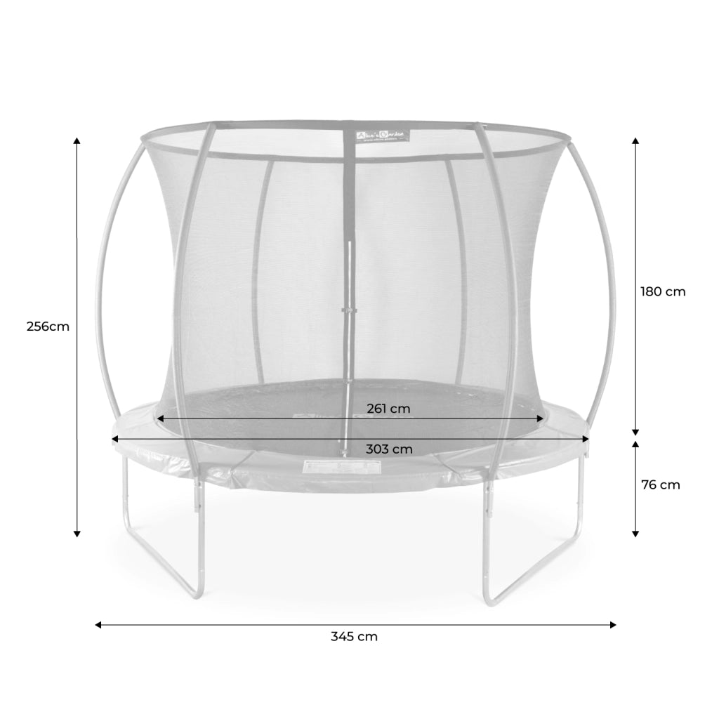 Trampolino 305cm rotondo con rete di protezione interna, grigio
