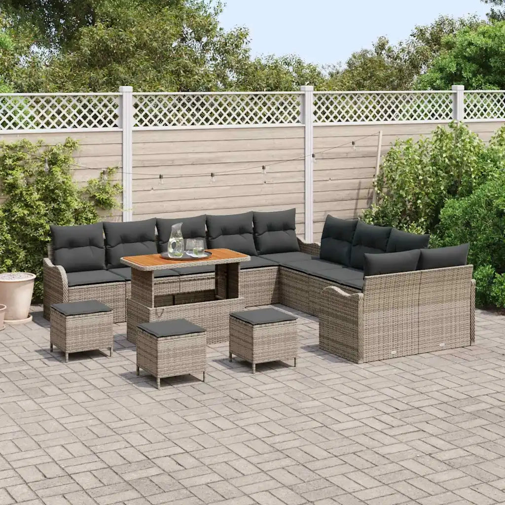 Set Divano da Giardino con cuscino 14 pcs Grigio polyrattan 3362333