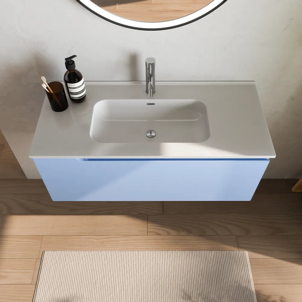 Mobile bagno sospeso 100 cm un cassetto carta da zucchero con lavabo | Ardenne