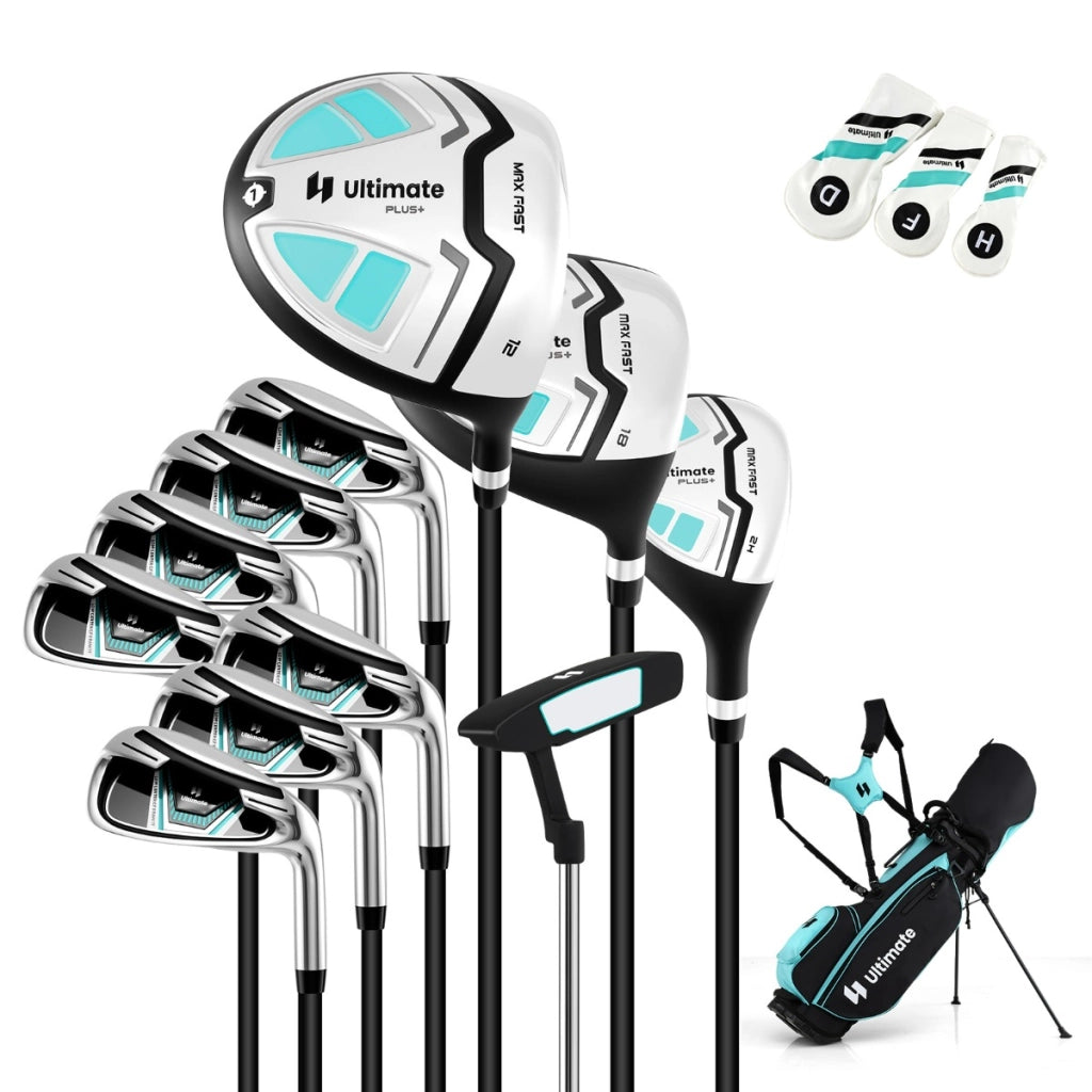 Set completo di mazze da golf da donna con borsa porta mazze, Set completo include driver #1 460CC e ibrido Verde