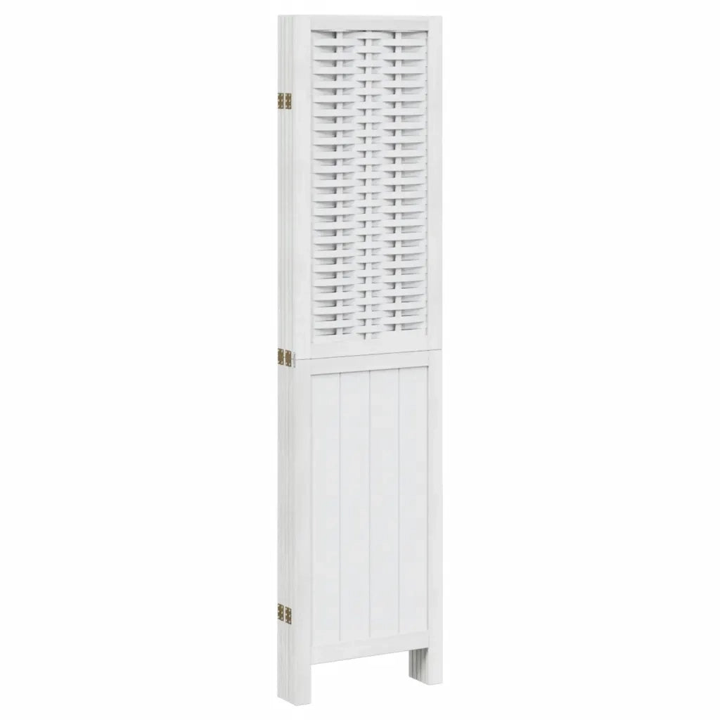 Divisorio Ambienti 5Pannelli Bianco Legno Massello di Paulownia
