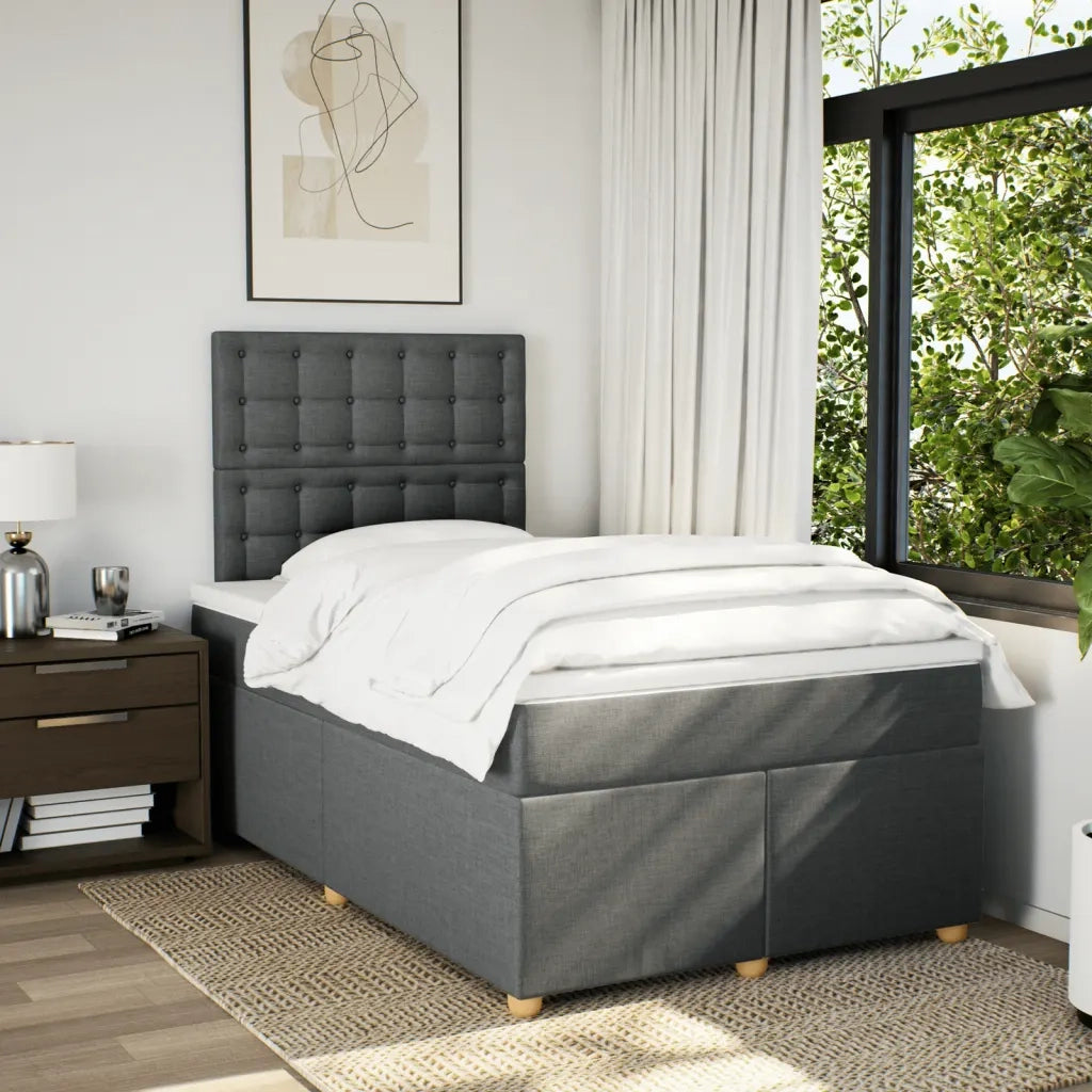 vidaXL Giroletto a Molle con Materasso Grigio Scuro 120x200 cm Tessuto