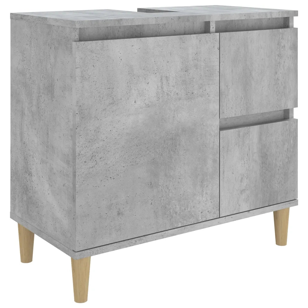 Armadietto da Bagno Grigio Cemento 65x33x60cm Legno Multistratocod mxl 103827