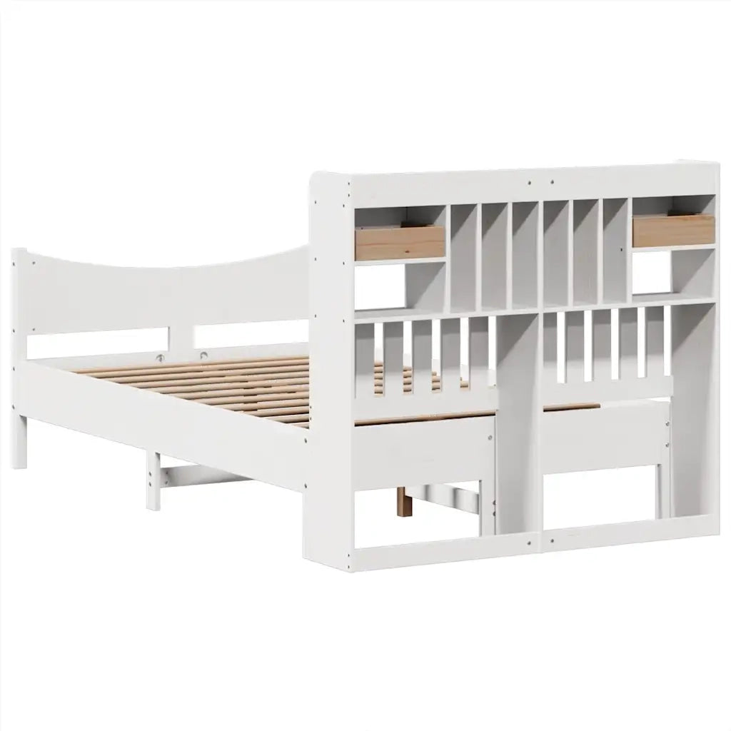 Letto senza Materasso-Struttura Letto Bianco 135x190 cm Legno Massello di Pino 518604