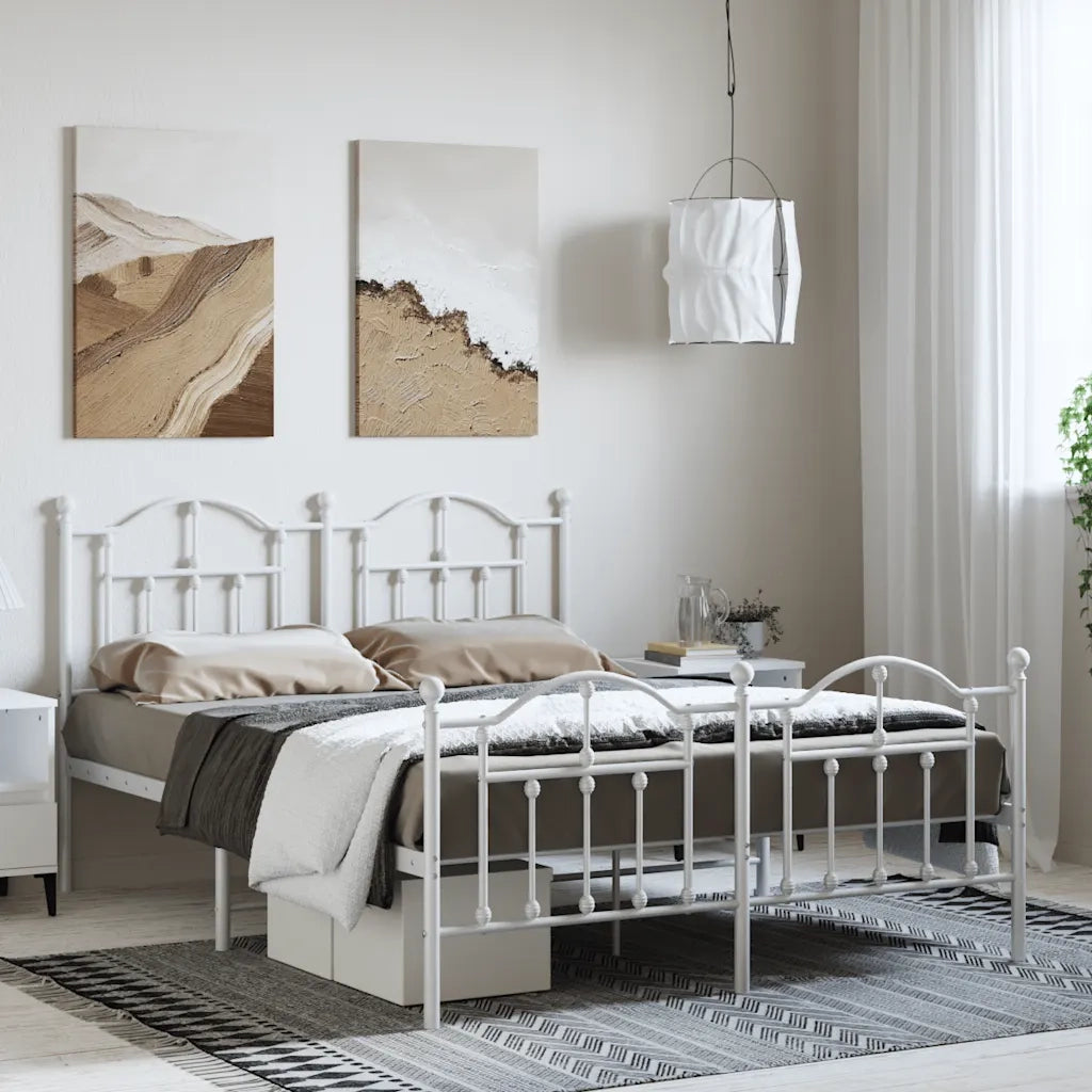 Giroletto con Testiera e Pediera Metallo Bianco 150x200 cm 353508
