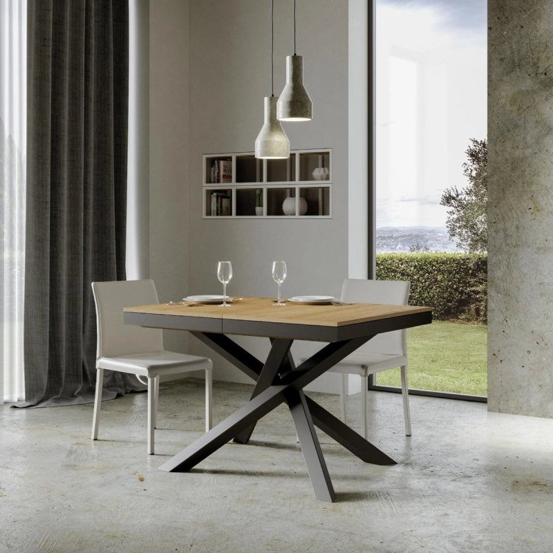 Tavolo allungabile 90x120/380 cm Volantis Evolution telaio Antracite - Quercia Natura