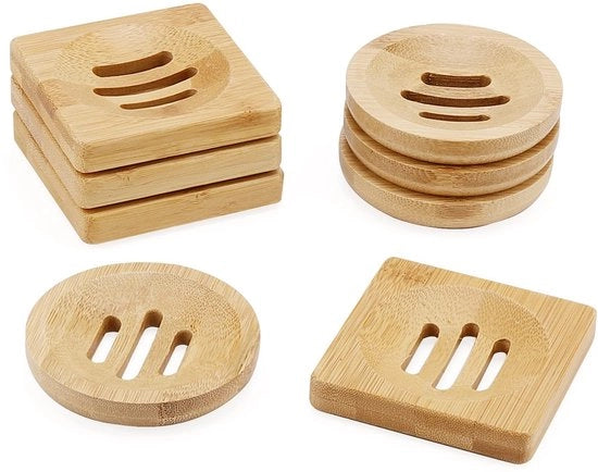 Scaletta per sapone in bambù - Design minimalista - Opzioni quadrata e rotonda - Supporto per bagno - Adatto per -