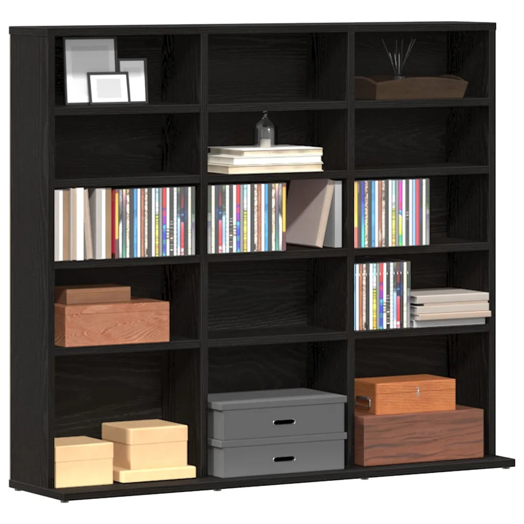 Mobile Porta CD Rovere Nero 100x23x89,5 cm Legno Multistrato 862481