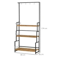 Portafiori a 3 Livelli con Ganci Superiori in Legno di Abete e Metallo per Interno ed Esterno, 80x36x174 cm