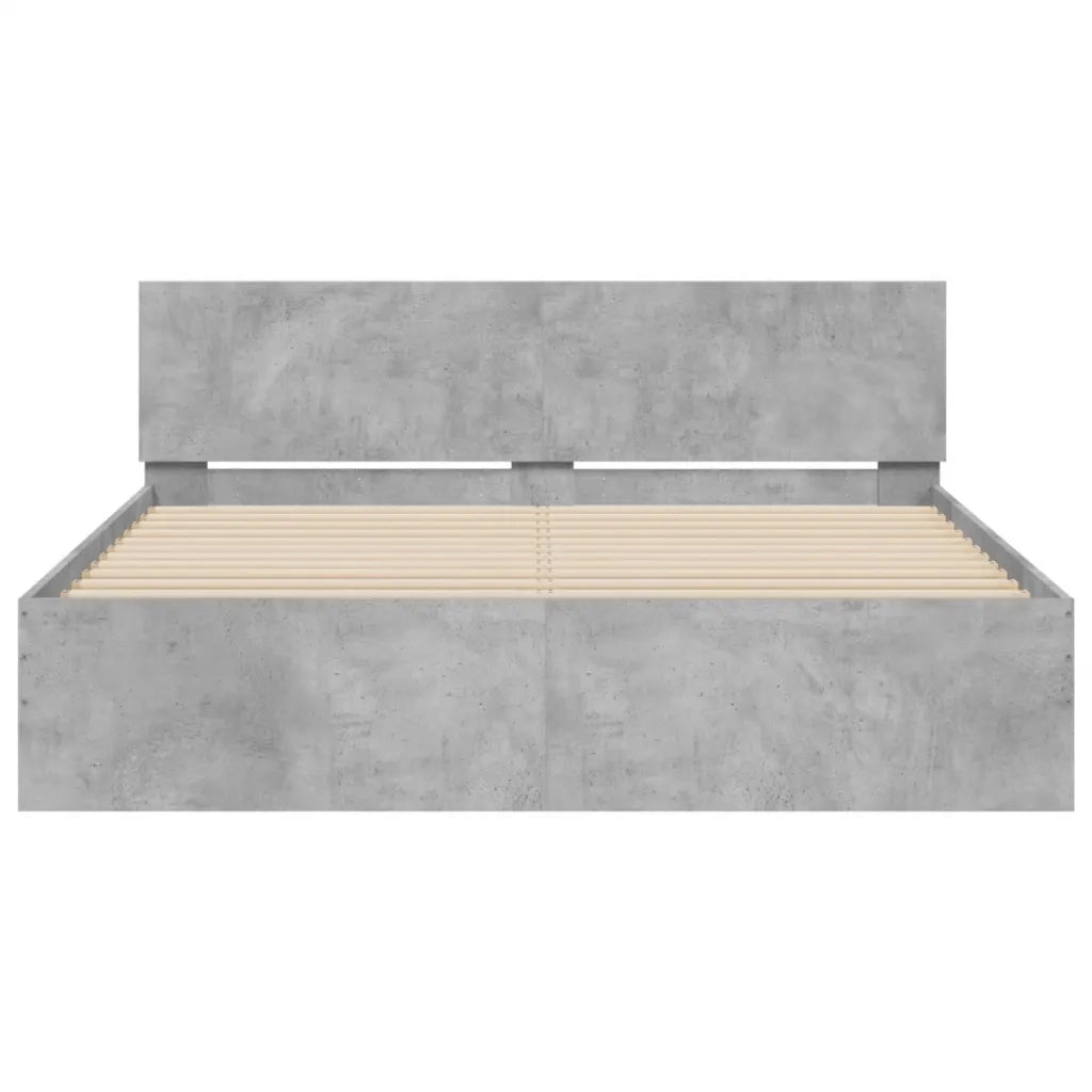 Giroletto con Testiera e LED-Struttura Letto con testiera Grigio Cemento 160x200 cm 480806