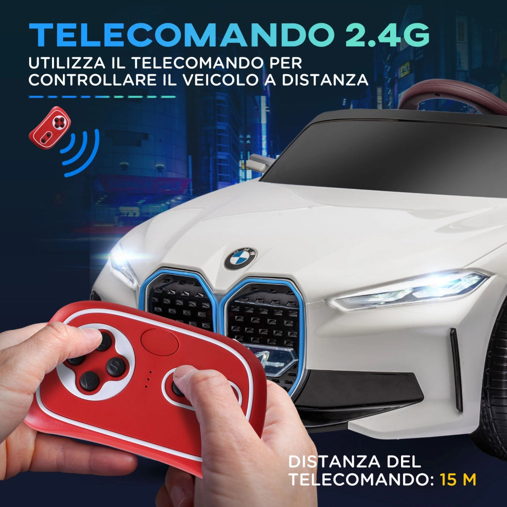 EasyComfort Macchina Elettrica per Bambini 3-6 Anni con Licenza BMW con Telecomando, Clacson e Fari, 115x67x45 cm, Bianca