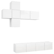 Set Mobili Porta TV 7 pz | Armadietto TV | Mobile Porta TV Bianco in Legno Multistrato