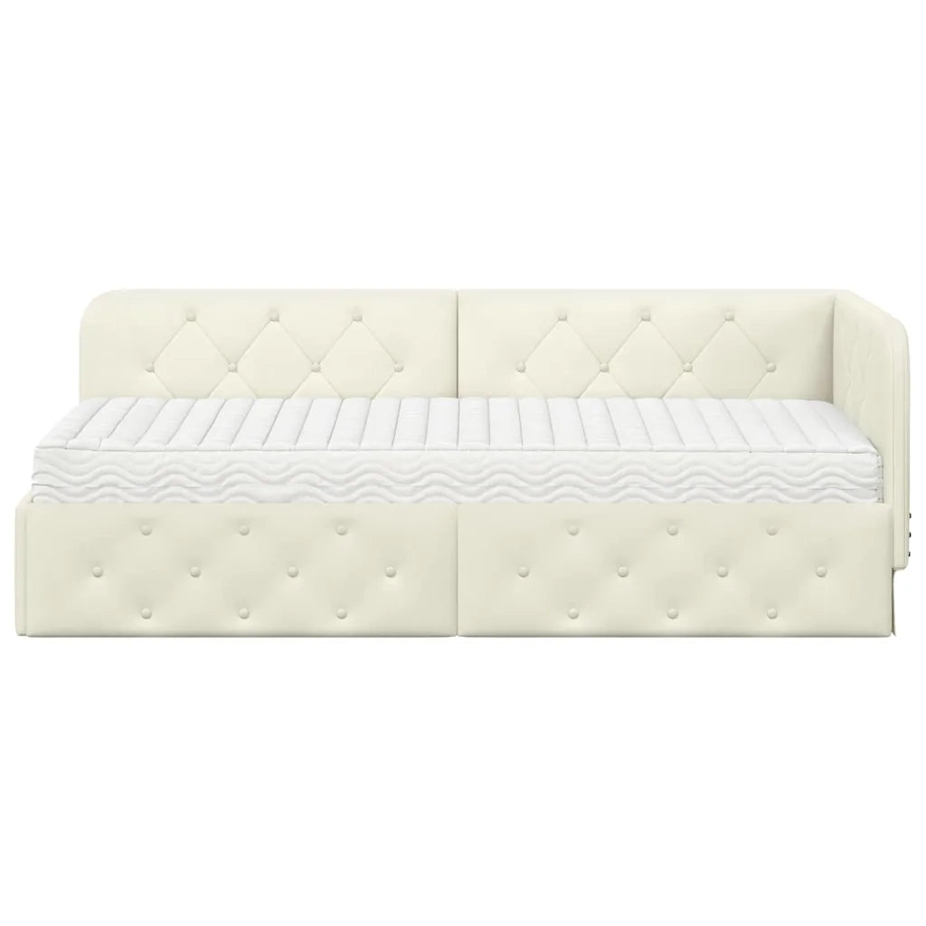 Letto singolo | Letto per adulti | Cornice del letto ad angolo Crema 80 x 200 cm Velluto