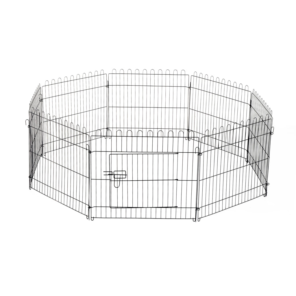 Recinto per Cani con Porta ¨C 8 Pannelli Pieghevoli ¨C Zephmum ¨C Nero 71x61 cm