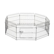 Recinto per Cani con Porta ¨C 8 Pannelli Pieghevoli ¨C Zephmum ¨C Nero 71x61 cm