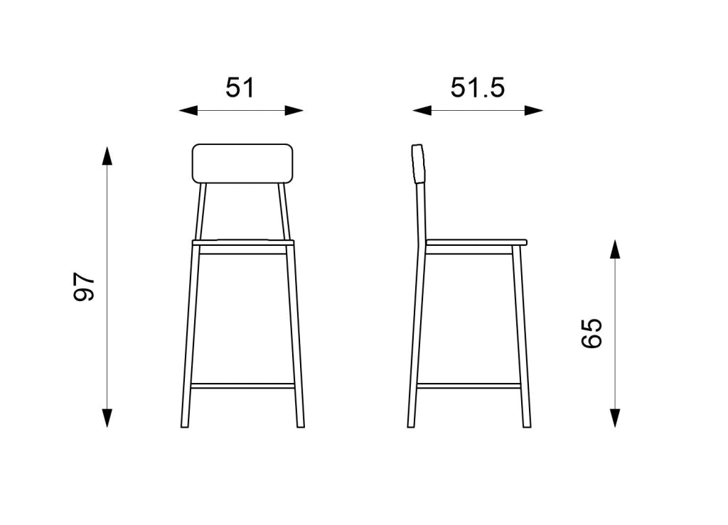Sgabello Woody in Legno e Metallo Bianco - Design Minimalista Ispirato allo Stile School per Arredo Interno Moderno - Prodotto Bianco