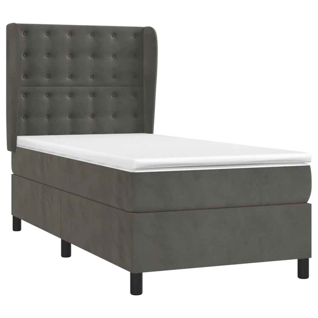 Giroletto a Molle con Materasso Grigio Scuro 100x200 cm Velluto 3129436