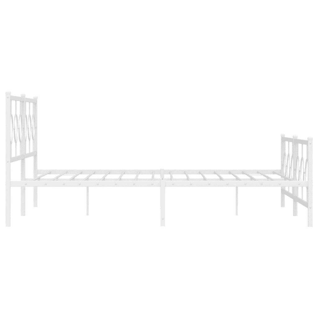 Giroletto con Testiera e Pediera-Struttura Letto Metallo Bianco 193x203 cm 281108