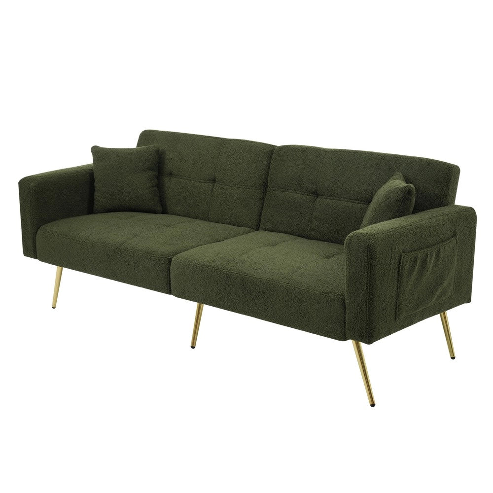 Divano Letto con Contenitore Laterale, Cuscini e Gambe Dorate ¨C Xylo ¨C Angolo Regolabile