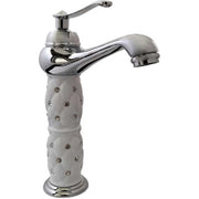 Trade Shop - Rubinetto Lavabo Brillantini Miscelatore Bagno Monoforo Argento Canna Alta 52156 -
