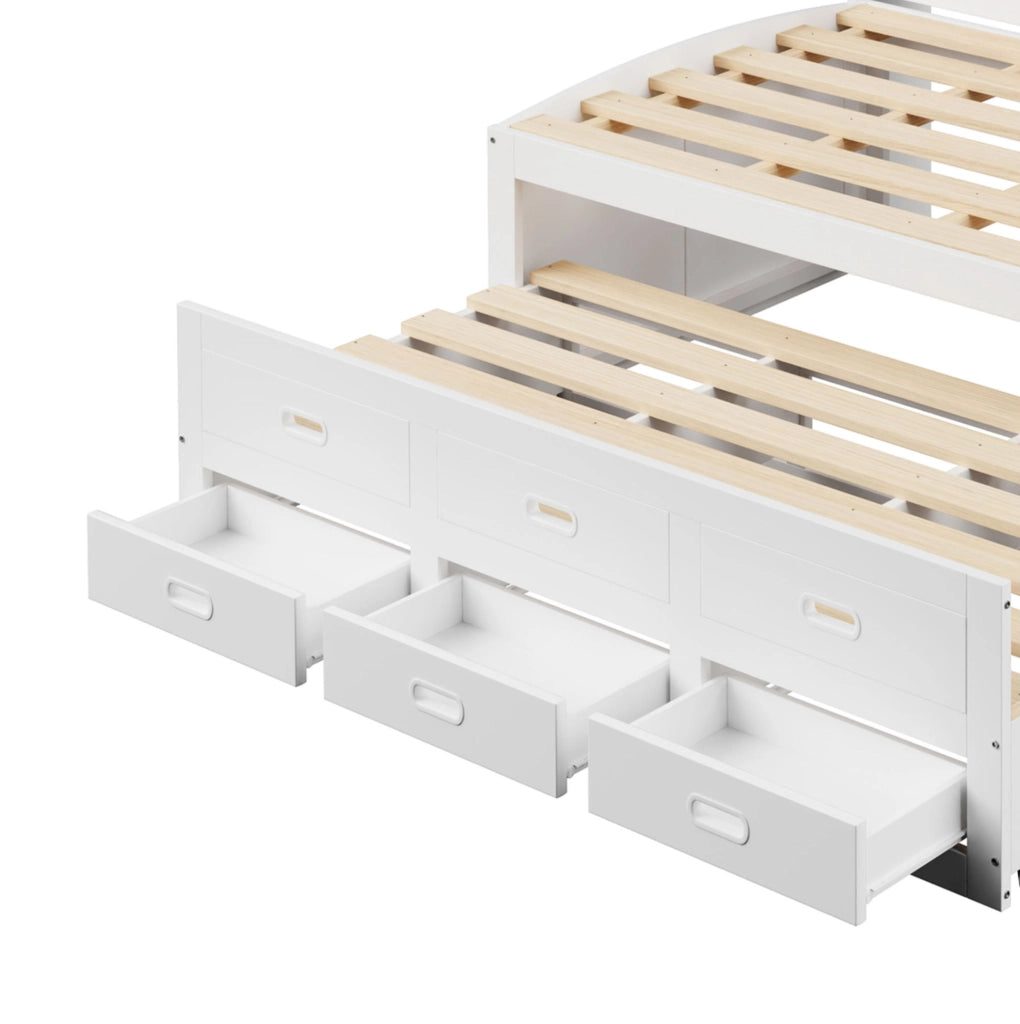 Letto daybed estraibile 90x200 cm con LED; 3 cassetti; USB e Type-C; bianco